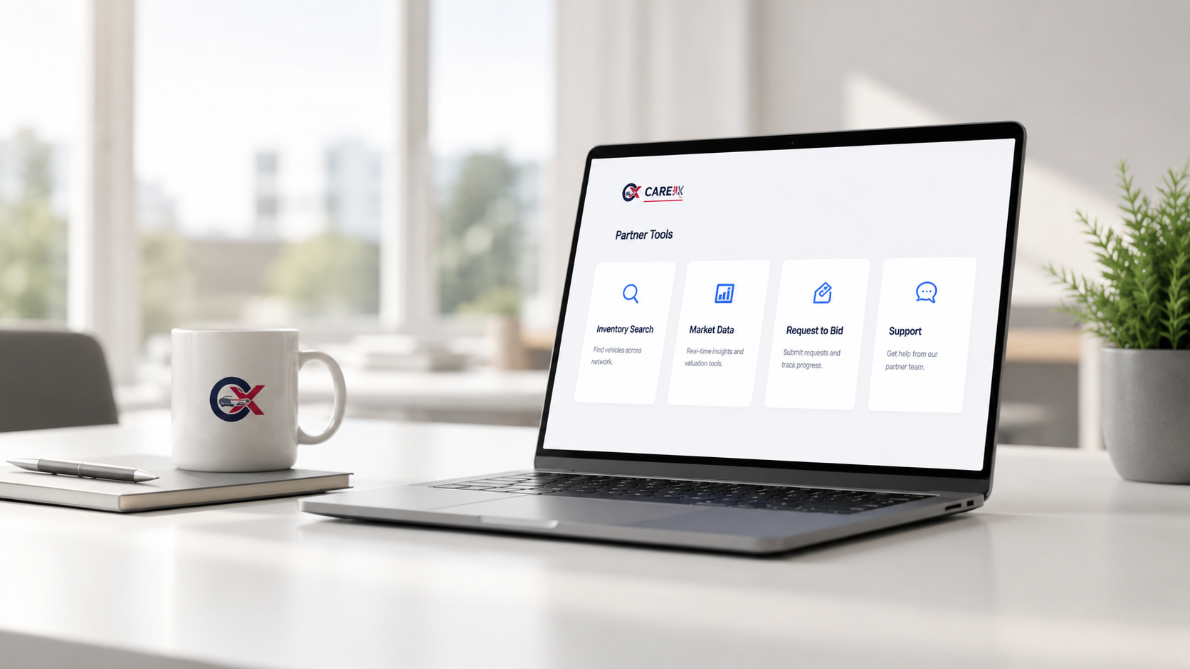CAREX AUTO Partner Tools dashboard preview on a laptop