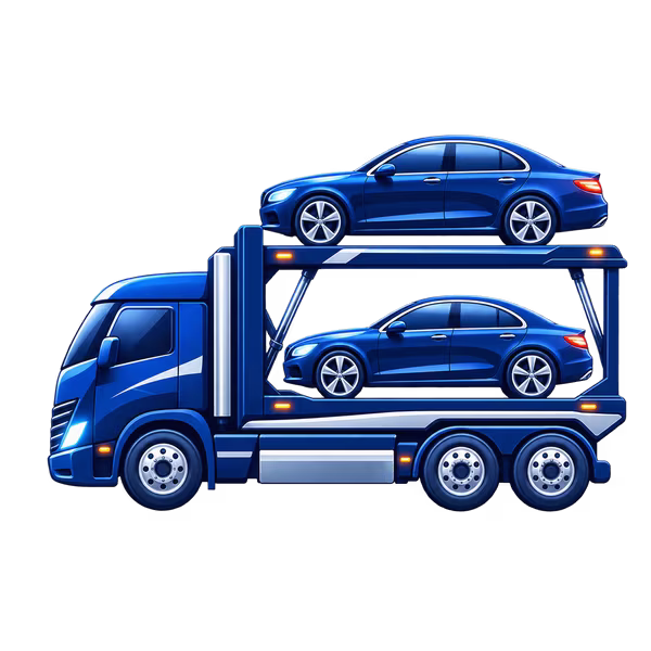 Blue car carrier truck transporting vehicles