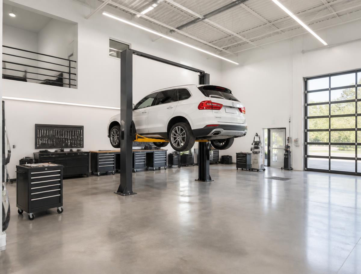 Modern professional automotive repair facility